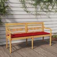  Batavia Bench with Red Cushion 150 cm Solid Wood Teak