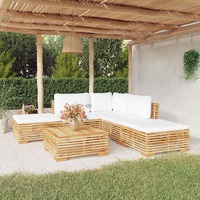  6 Piece Garden Lounge Set with Cushions Solid Wood Teak