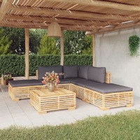  6 Piece Garden Lounge Set with Cushions Solid Wood Teak