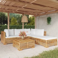  6 Piece Garden Lounge Set with Cushions Solid Wood Teak