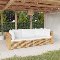  3 Piece Garden Lounge Set with Cushions Solid Wood Teak