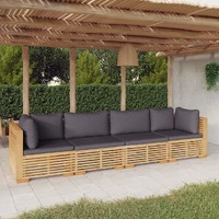  4 Piece Garden Lounge Set with Cushions Solid Wood Teak
