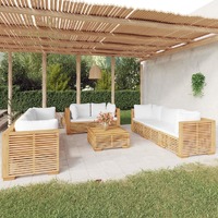  9 Piece Garden Lounge Set with Cushions Solid Wood Teak