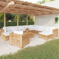 12 Piece Garden Lounge Set with Cushions Solid Teak Wood