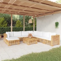 9 Piece Garden Lounge Set with Cushions Solid Teak Wood