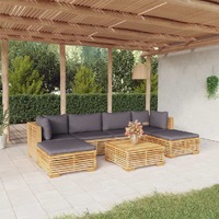  7 Piece Garden Lounge Set with Cushions Solid Teak Wood