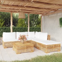  6 Piece Garden Lounge Set with Cushions Solid Teak Wood
