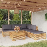  6 Piece Garden Lounge Set with Cushions Solid Teak Wood