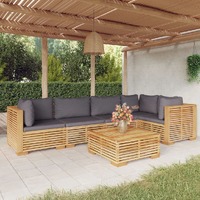  6 Piece Garden Lounge Set with Cushions Solid Teak Wood