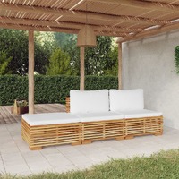  3 Piece Garden Lounge Set with Cushions Solid Teak Wood