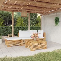  4 Piece Garden Lounge Set with Cushions Solid Wood Teak