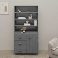  Highboard &quot;HAMAR&quot; Solid Wood Pine Dark Grey