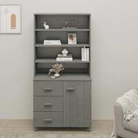  Highboard &quot;HAMAR&quot; Solid Wood Pine Light Grey