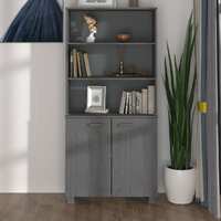  Highboard &quot;HAMAR&quot; Solid Wood Pine Dark Grey