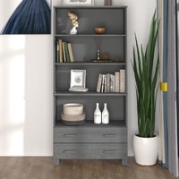  Highboard &quot;HAMAR&quot; Solid Wood Pine Dark Grey