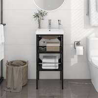  Bathroom Washbasin Frame with Built-in Basin Black Iron