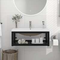  Bathroom Washbasin Frame with Built-in Basin Black Iron