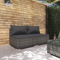  2 Piece Garden Lounge Set with Cushions Poly Rattan Grey