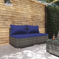  2 Piece Garden Lounge Set with Cushions Poly Rattan Grey