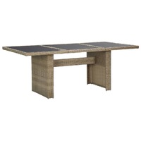  Garden Dining Table Brown 200x100x74 cm Glass and Poly Rattan