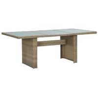  Garden Dining Table Brown 200x100x74 cm Glass and Poly Rattan