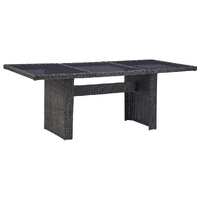  Garden Dining Table Black 200x100x74 cm Glass and Poly Rattan