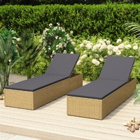  Sunlounger Poly Rattan Brown and Dark Grey