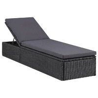  Sunlounger Poly Rattan Black and Dark Grey