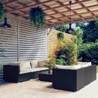  7 Piece Garden Lounge Set with Cushions Poly Rattan Black