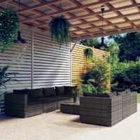  8 Piece Garden Lounge Set with Cushions Poly Rattan Grey