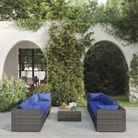  9 Piece Garden Lounge Set with Cushions Poly Rattan Grey