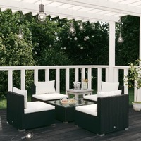  5 Piece Garden Lounge Set with Cushions Poly Rattan Black