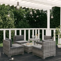  5 Piece Garden Lounge Set with Cushions Poly Rattan Grey