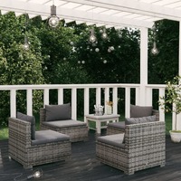  4 Piece Garden Lounge Set with Cushions Poly Rattan Grey