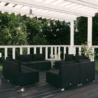  8 Piece Garden Lounge Set with Cushions Poly Rattan Black
