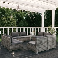  8 Piece Garden Lounge Set with Cushions Poly Rattan Grey
