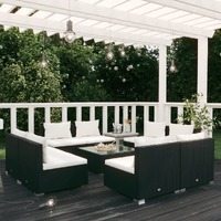  9 Piece Garden Lounge Set with Cushions Poly Rattan Black