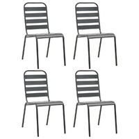  Outdoor Chairs 4 pcs Slatted Design Steel Dark Grey