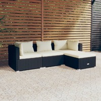  4 Piece Garden Lounge Set with Cushions Poly Rattan Black