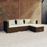  4 Piece Garden Lounge Set with Cushions Poly Rattan Brown