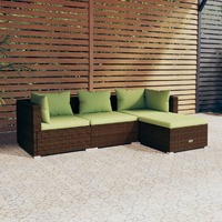  4 Piece Garden Lounge Set with Cushions Poly Rattan Brown