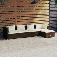  5 Piece Garden Lounge Set with Cushions Poly Rattan Brown