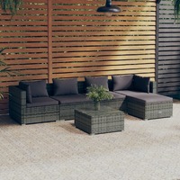  6 Piece Garden Lounge Set with Cushions Poly Rattan Grey