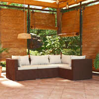  4 Piece Garden Lounge Set with Cushions Poly Rattan Brown