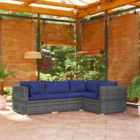  4 Piece Garden Lounge Set with Cushions Poly Rattan Grey