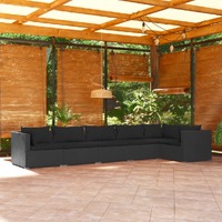  6 Piece Garden Lounge Set with Cushions Poly Rattan Black