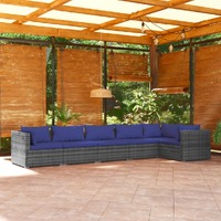 6 Piece Garden Lounge Set with Cushions Poly Rattan Grey