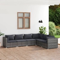  6 Piece Garden Lounge Set with Cushions Poly Rattan Grey