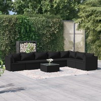  8 Piece Garden Lounge Set with Cushions Poly Rattan Black
