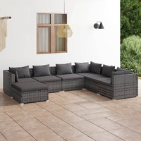  7 Piece Garden Lounge Set with Cushions Poly Rattan Grey